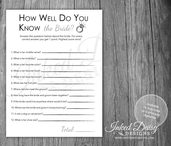 How Well Do You Know the Bride?