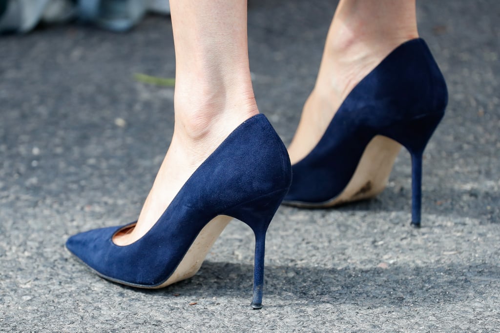 navy suede high heels