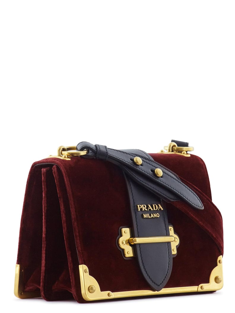 Prada Cahier Velvet & Leather Shoulder Bag