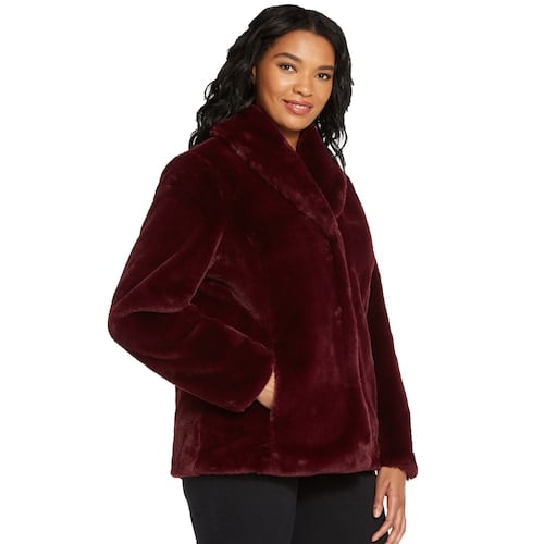 Weathercast Plus Size Shawl Collar Faux-Fur Jacket