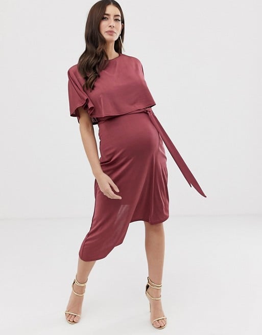 ASOS Design Maternity Nursing Cape Crop Top Midi Dress 