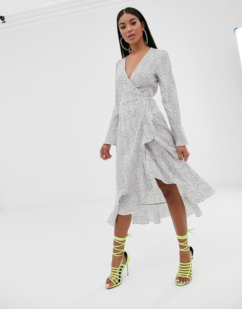 Pretty Lavish Midi Wrap Frill Dress