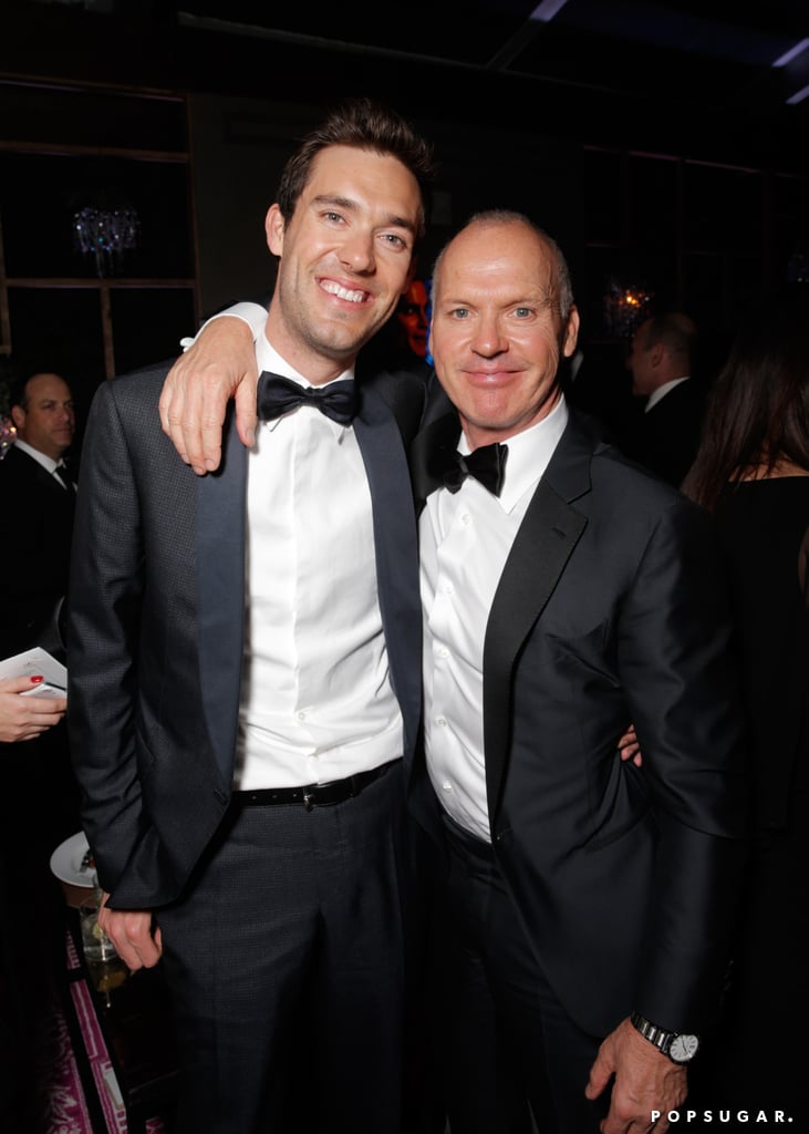 Michael Keaton and his son, Sean, matched in black tie.