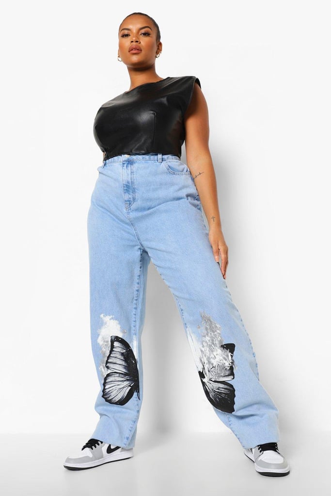 Plus Butterfly Print Boyfriend Jean | boohoo