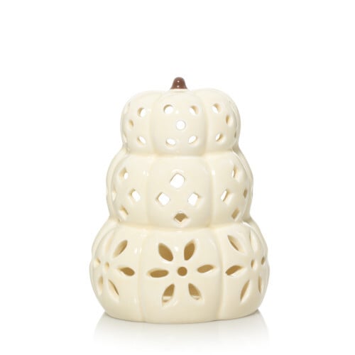 Pierced Pumpkin Tea Light Candle Holder