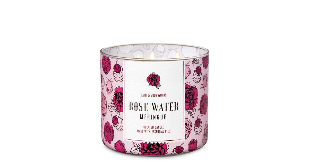 Bath and Body Works Rose Water Meringue 3Wick Candle Bath and Body