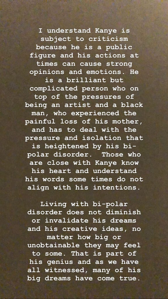 Kim Kardashian's Statement on Kanye West's Bipolar Disorder