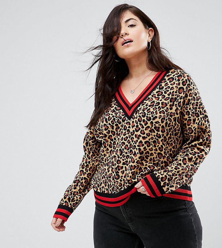 ASOS Sweater in Leopard Pattern With Sports Tipping