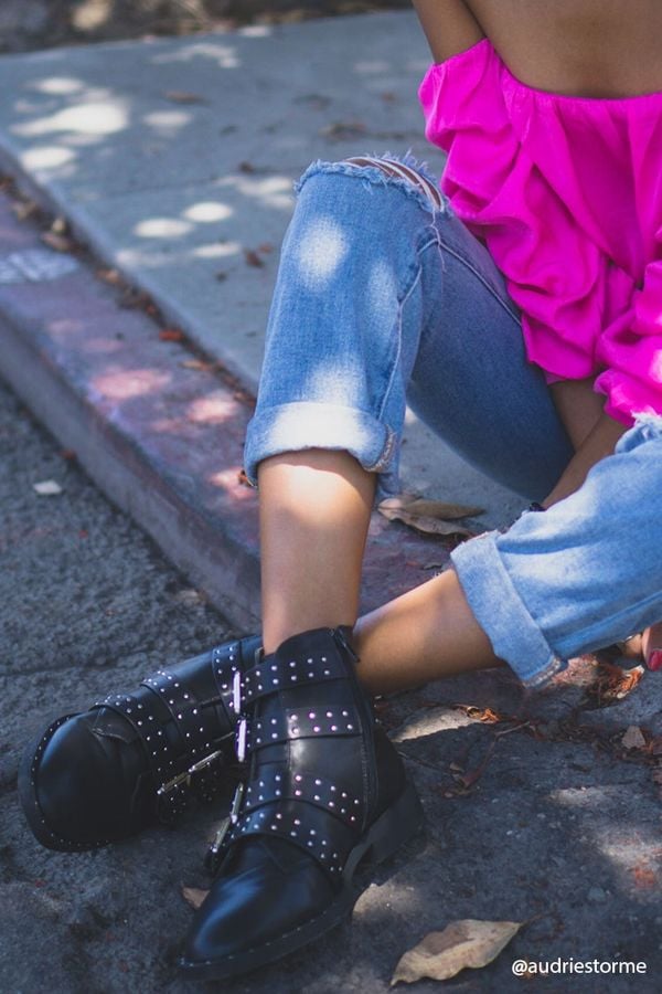 Forever 21 Buckled Stud Ankle Boots