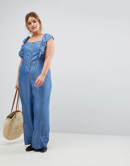 Current Air Denim Jumpsuit With Ruffle Sleeve