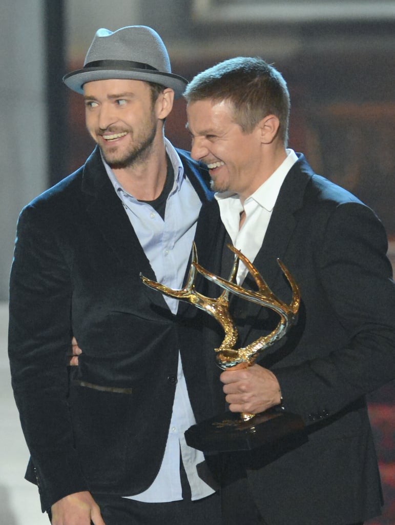 Justin Timberlake laughed with Jeremy Renner when they took the stage in 2012.