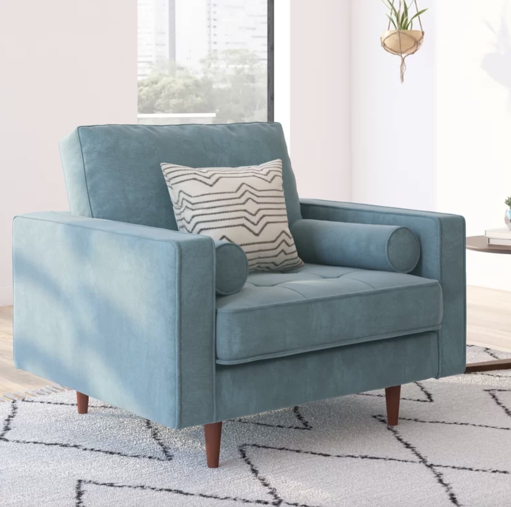An Upholstered Chair: Lark Velvet Armchair
