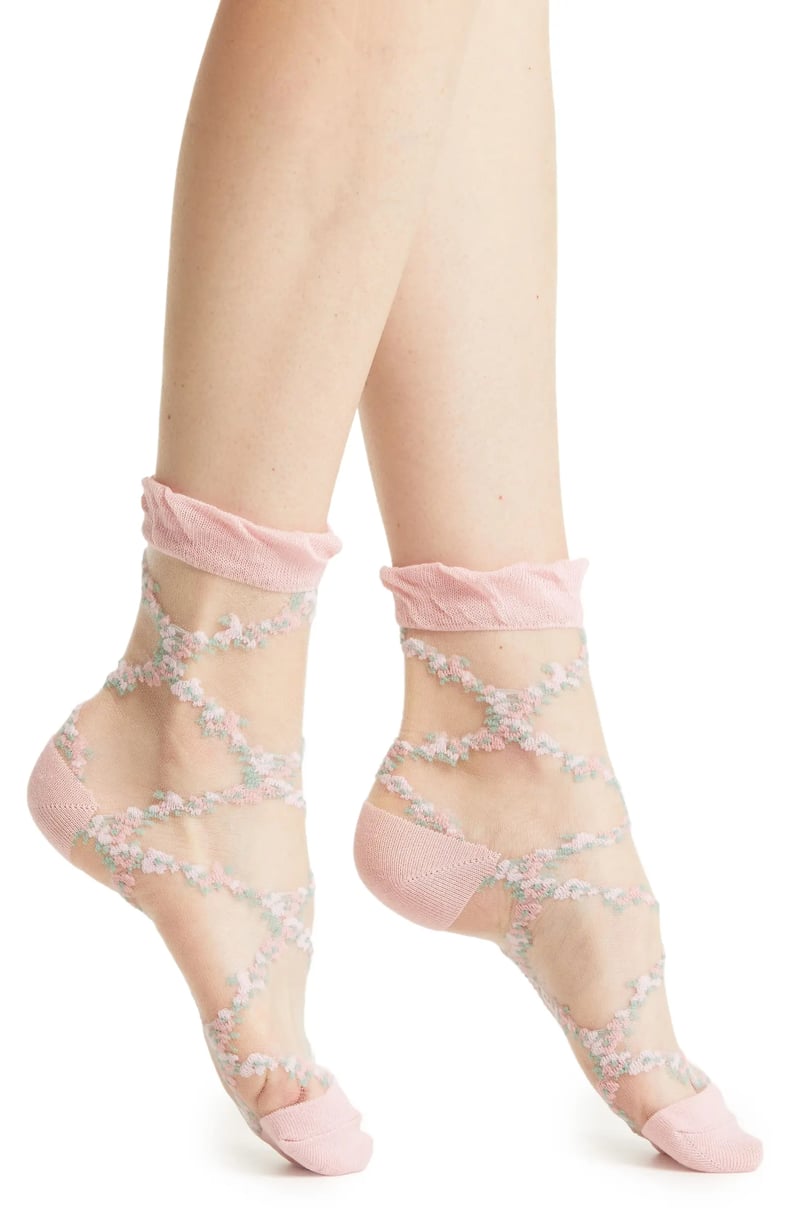Best Balletcore Accessories: High Heel Jungle Flower Trellis Tulle Socks