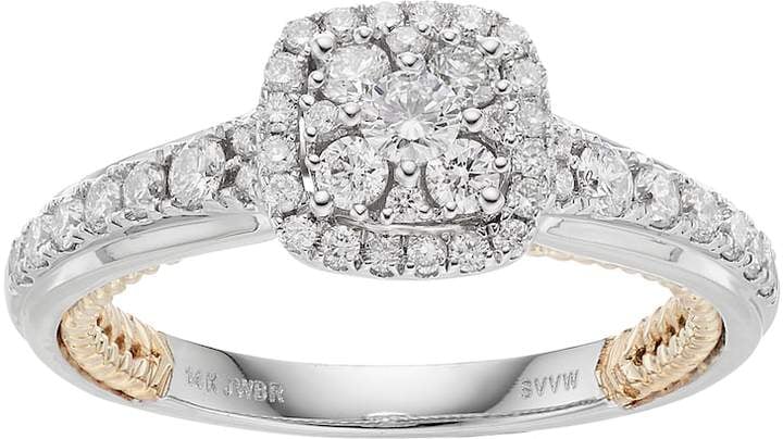 Simply Vera Vera Wang Diamond Cluster Square Halo Engagement Ring