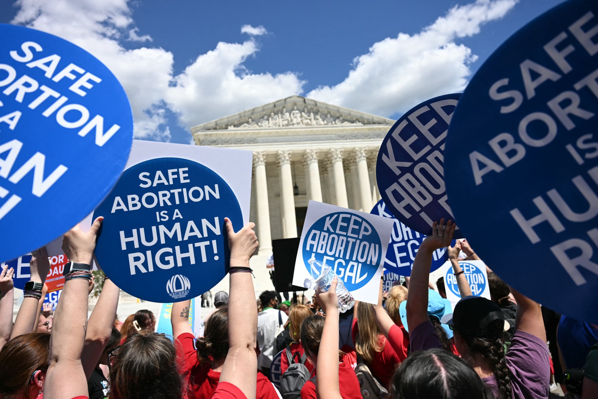 TOPSHOT - Reproductive rights activists demonstrate in front of the Supreme Court in Washington, DC, on June 24, 2024. (Photo by Jim WATSON / AFP) (Photo by JIM WATSON/AFP via Getty Images)