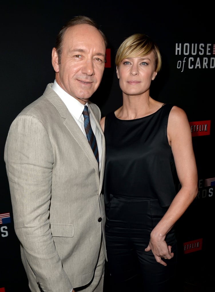 Robin Wright and Kevin Spacey met up at the House of Cards premiere in LA on Thursday.