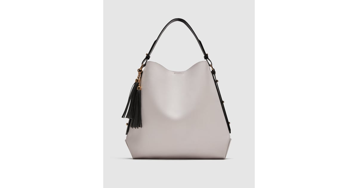 Zara Bucket Bag With Tassel Detail | Angelina Jolie Leather Tote Bag | POPSUGAR Fashion Photo 11