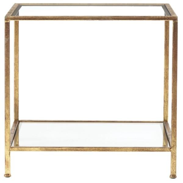 Home Decorators Collection Bella Square Gold Leaf Metal and Glass Accent Table