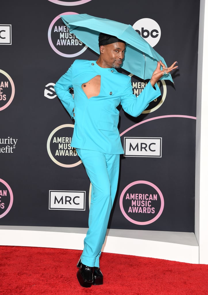 Billy Porter's Blue Suit and Umbrella Hat at the 2021 AMAs