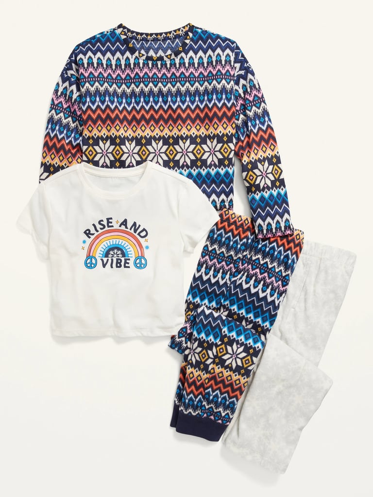 Old Navy Cozy 4-Piece Micro Fleece Printed Pajama Set for Girls