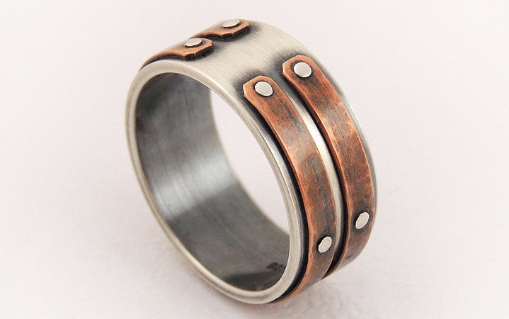 Silver Copper Men's Rustic Ring ($277)