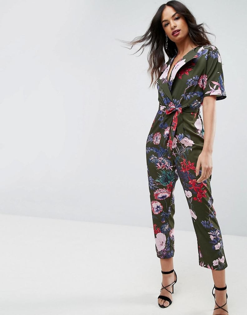 Asos Wrap Jumpsuit With Self Belt in Print