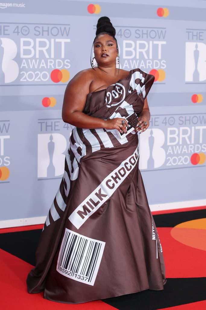 Lizzo's Moschino Hershey's Chocolate Dress on the Red Carpet