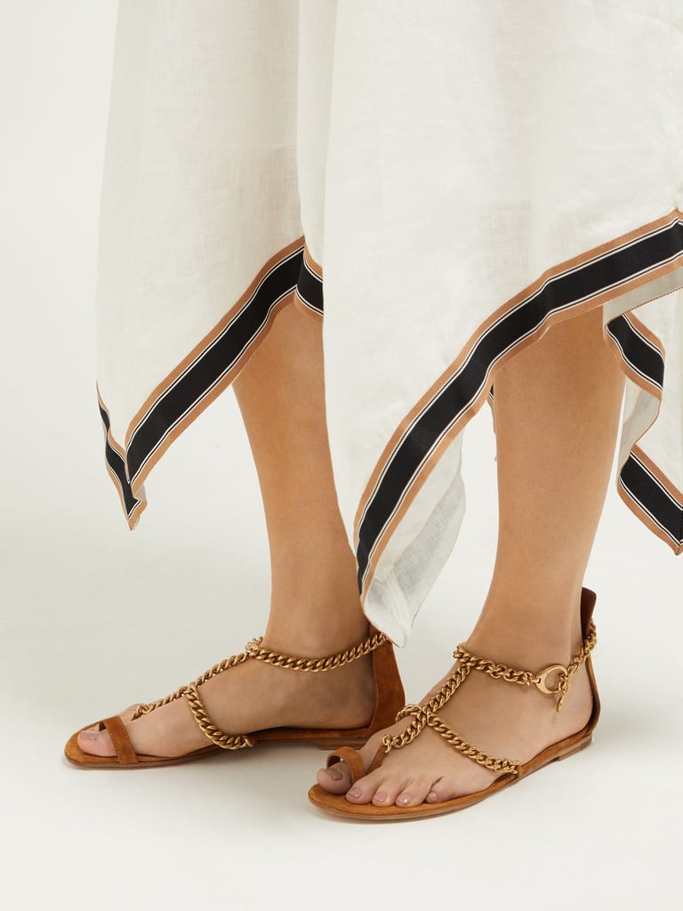 Gianvito Rossi Chain Suede Flat Sandals