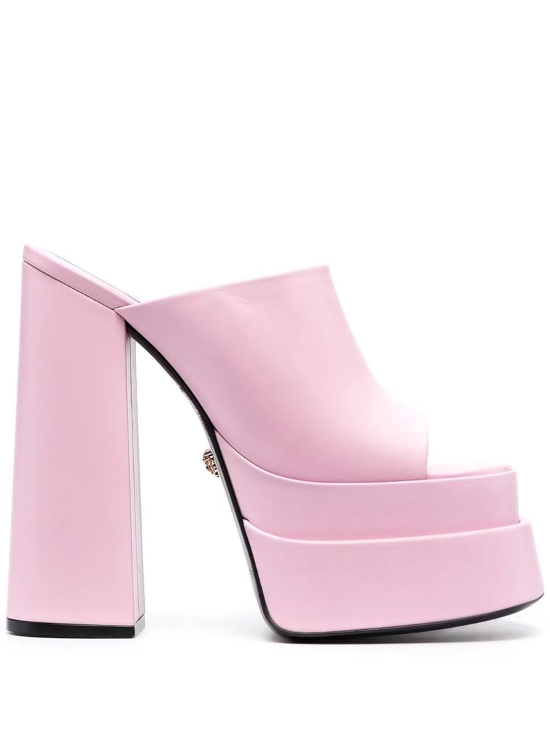 Vibrant Pink Heels: Versace High-Heel Platform Mules
