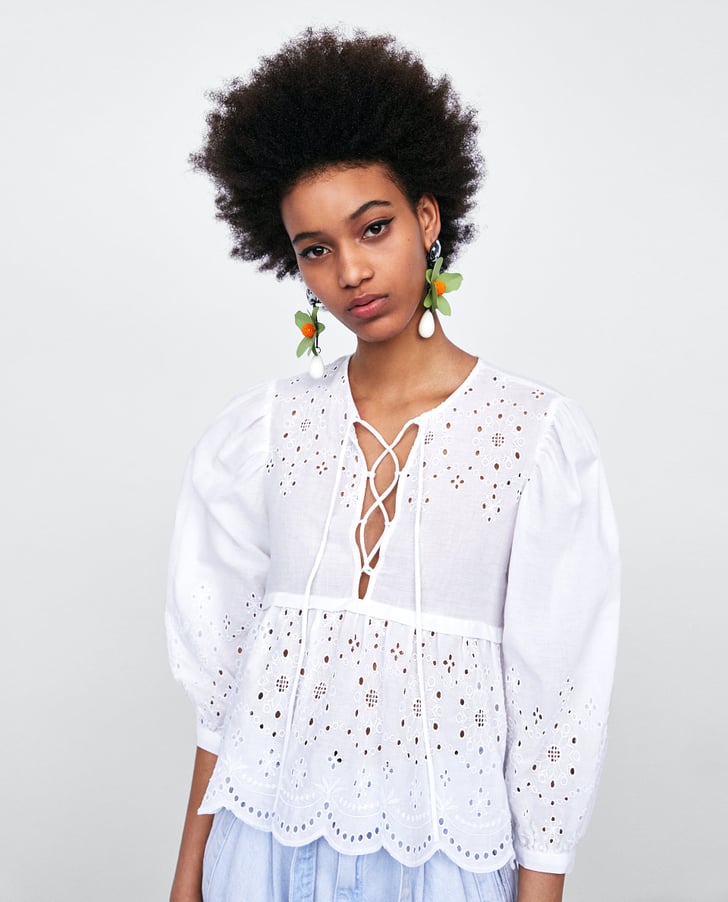 Zara Blouse With Cutwork Embroidery and Bow | Zara Sale Summer 2018 ...