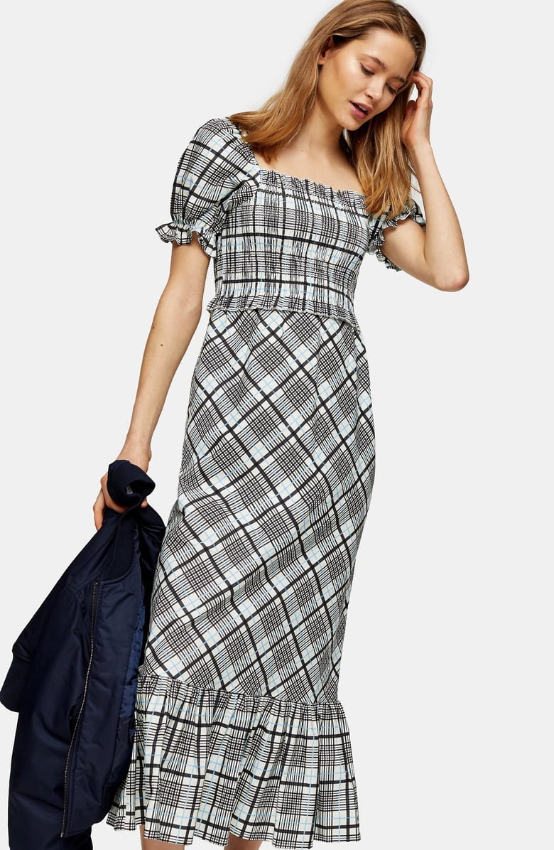 Topshop Sheer Check Midi Dress