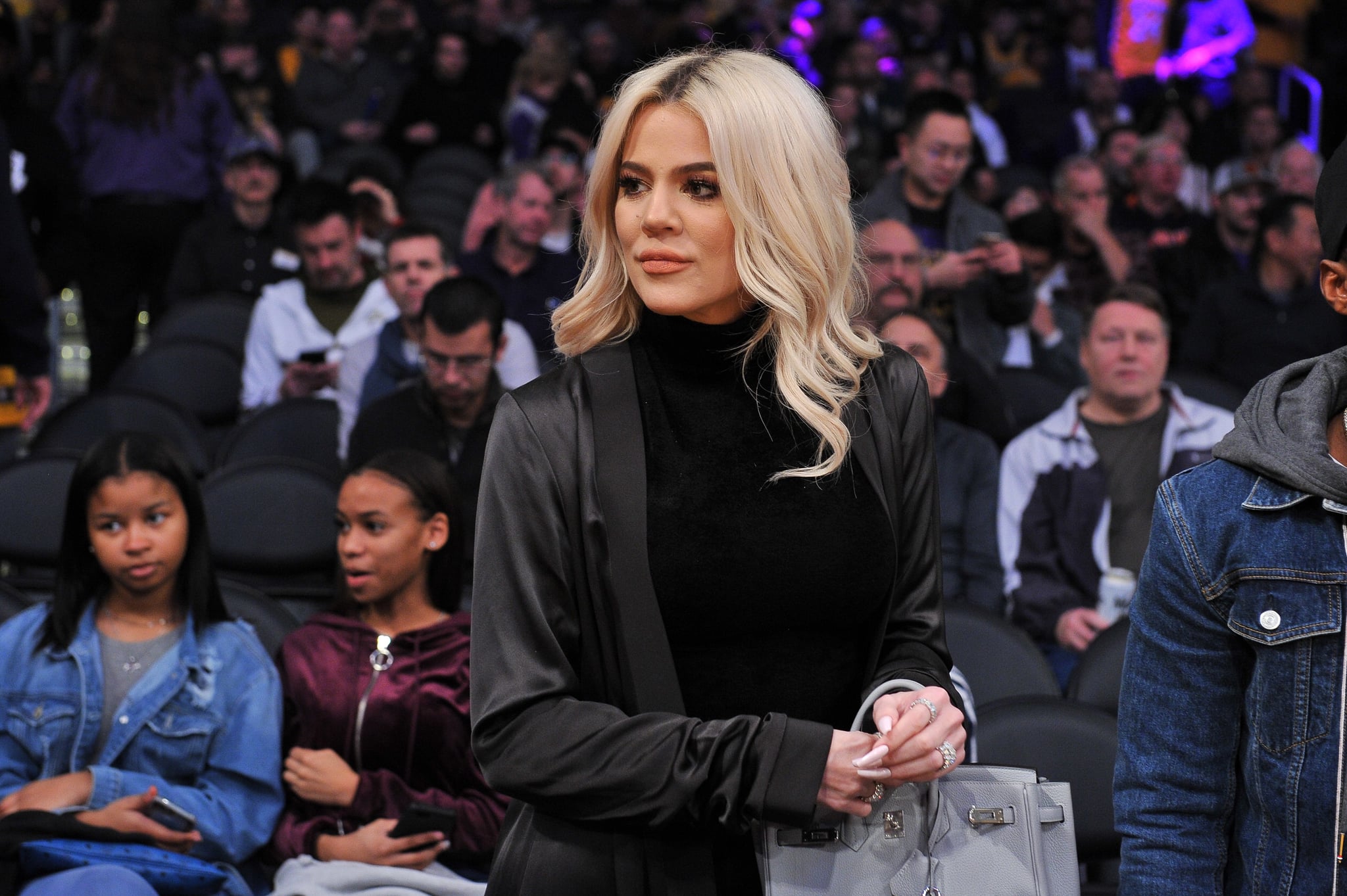 LOS ANGELES, CALIFORNIA - JANUARY 13: Khloe Kardashian attends a basketball game between the Los Angeles Lakers and the Cleveland Cavaliers at Staples Centre on January 13, 2019 in Los Angeles, California. (Photo by Allen Berezovsky/Getty Images)