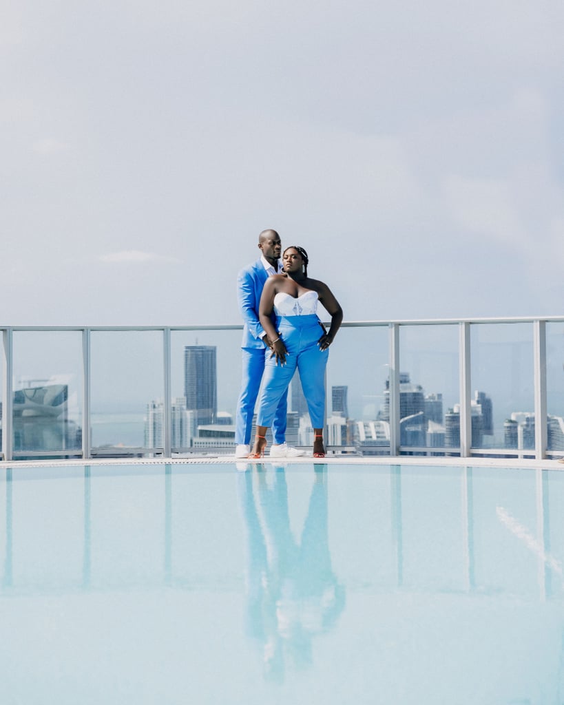 Danielle's Look:
Styling: Kelly Augustine
Hair: Tish Celestine
Makeup: Michael D. Patterson
Custom suit: Garçon Couture 
Dennis's Look:
Custom suit: Garçon Couture