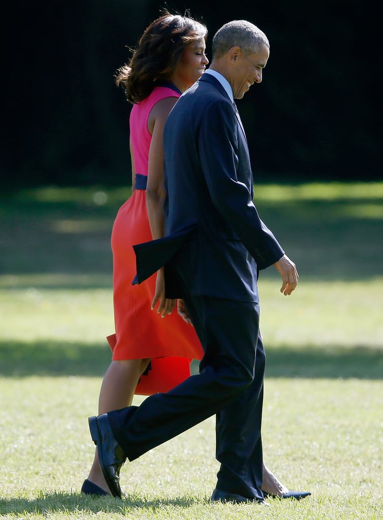 President Obama and First Lady Michelle Obama flashed big grins when they headed out of DC in September.