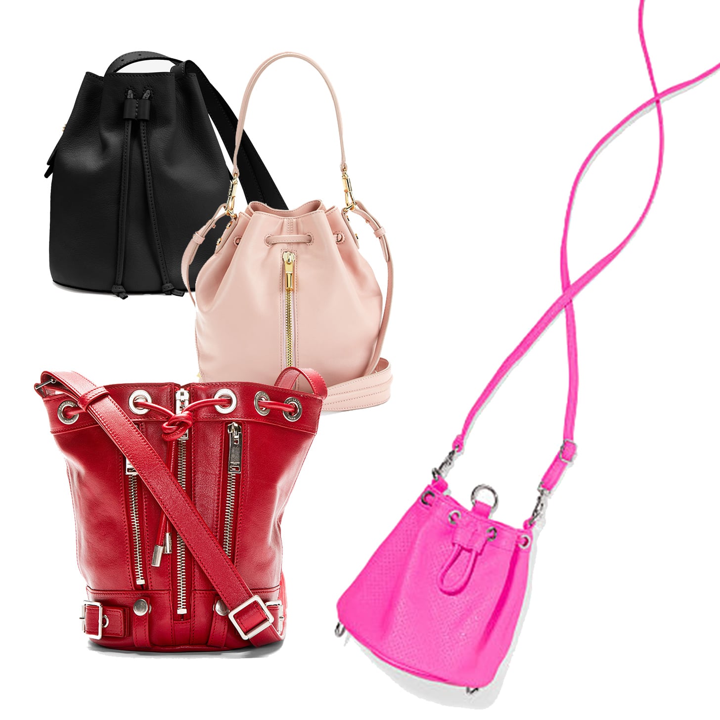 Women's Shoulder Bag Trend Fashion Sling Bucket Bag, Leather Drawstring  Bucket