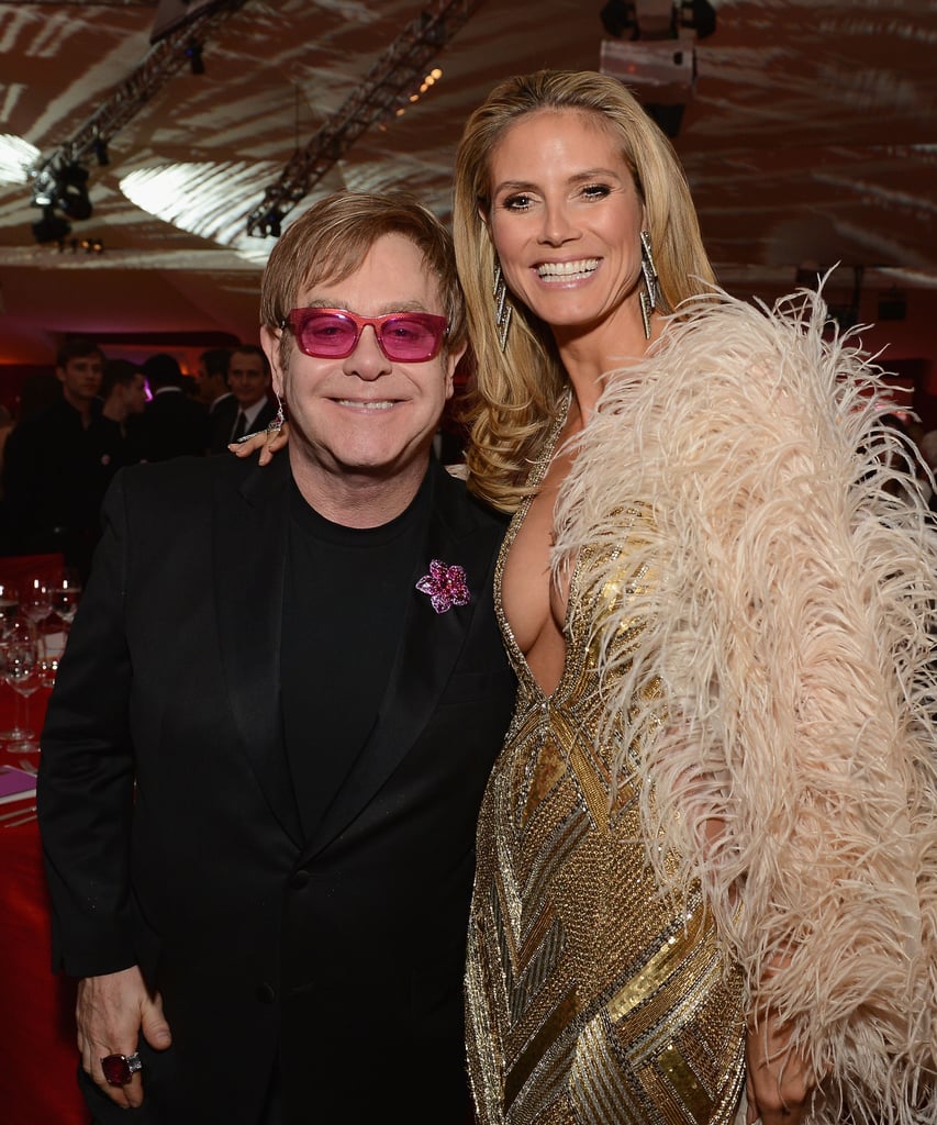 Heidi Klum and Elton John posed together at his party for the Oscars in LA.
Heidi Klum and Elton John posed together at his party for the Oscars in LA.