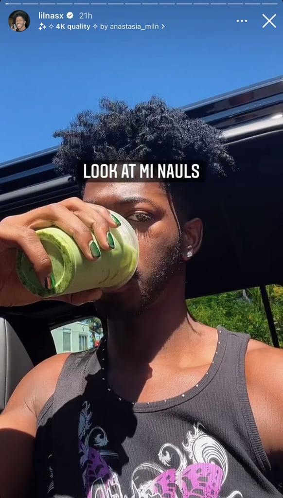 Lil Nas X's Green Chrome Nails on Instagram | POPSUGAR Beauty