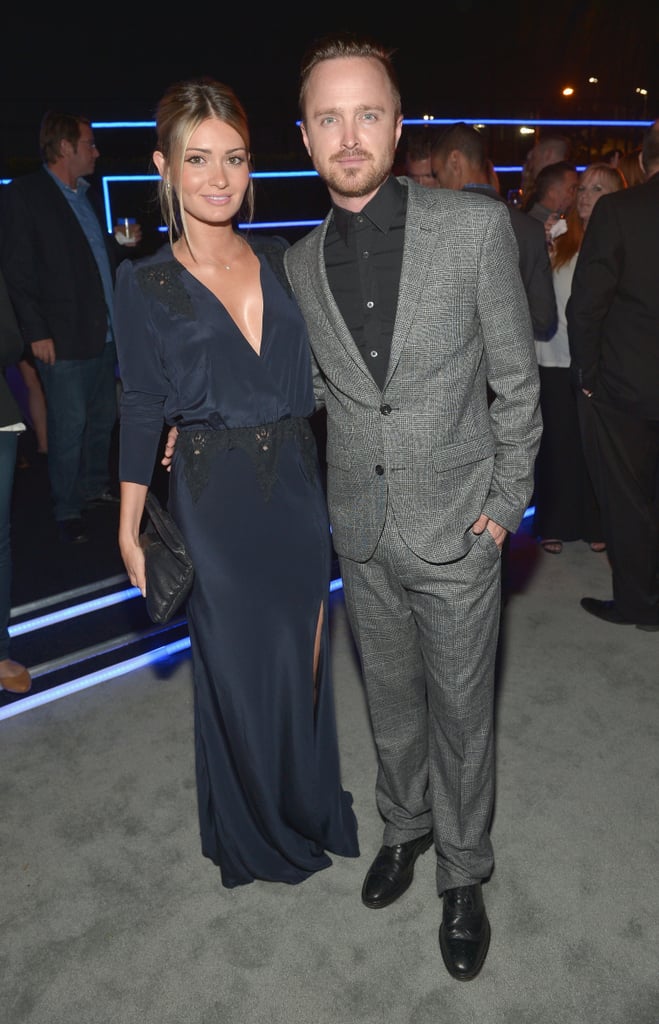Aaron Paul stayed close to his wife, Lauren Parsekian, on Thursday.