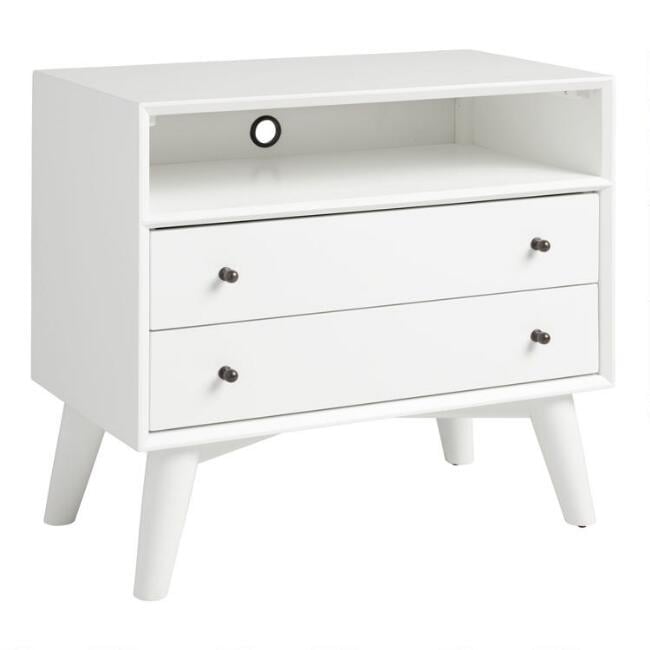 Large White Wood Brewton Nightstand