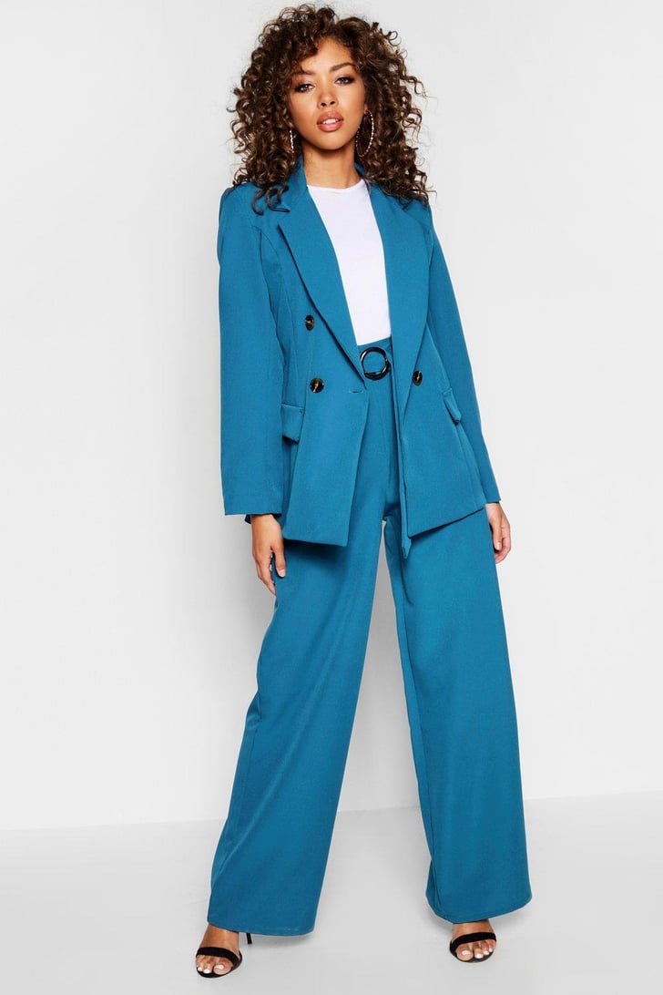 Boohoo Trouser Set Michelle Obama Blue Elie Saab Suit 2019 POPSUGAR