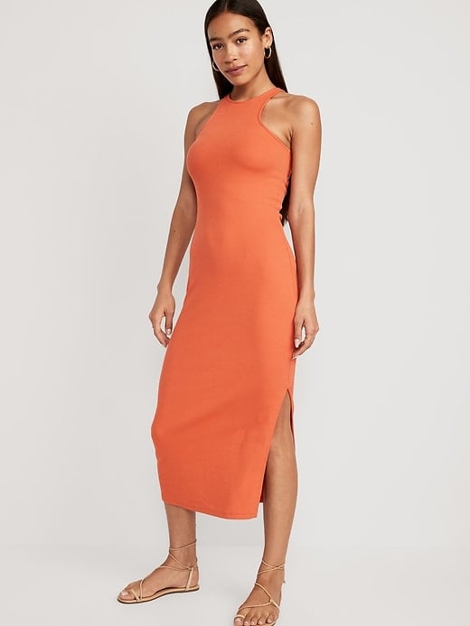 Old Navy Fitted High-Neck Rib-Knit Maxi Dress
