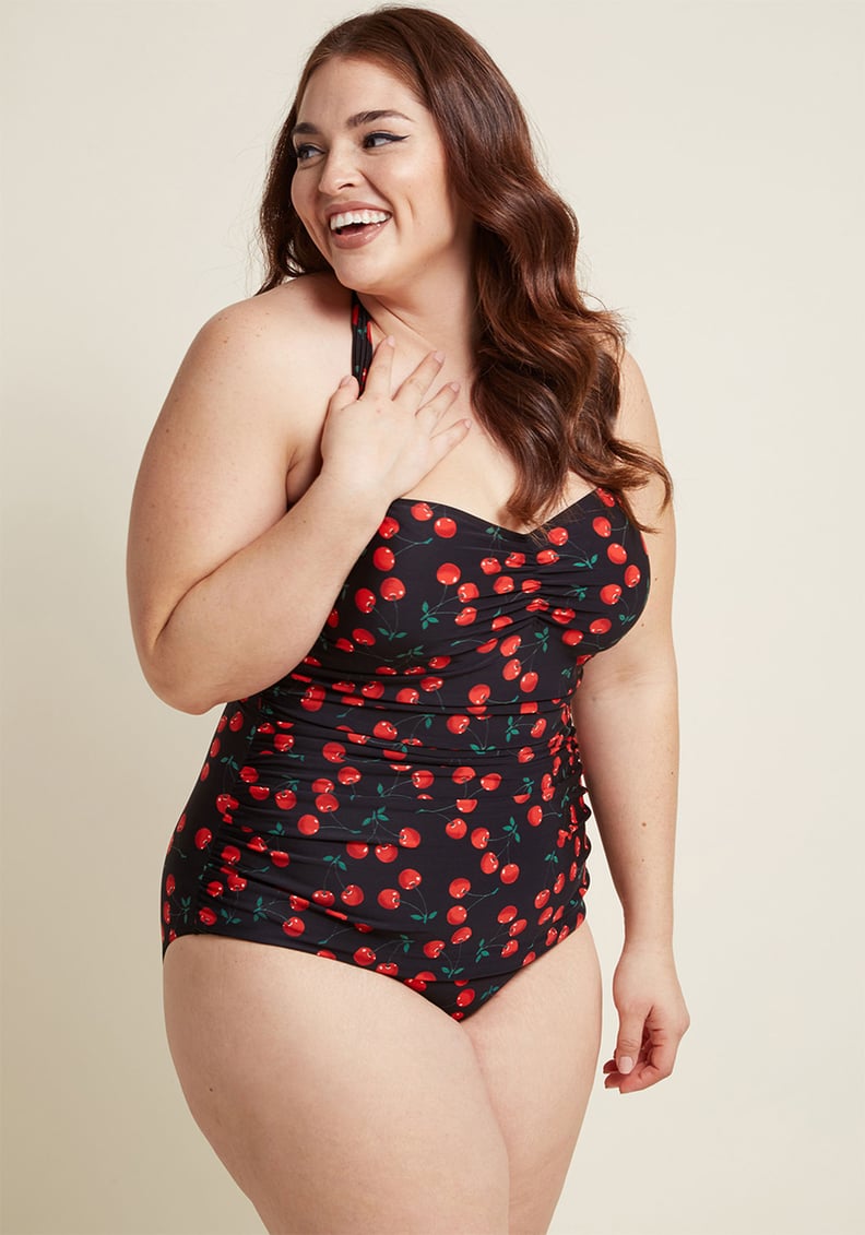 ModCloth Fruity Suity One-Piece Swimsuit in Black