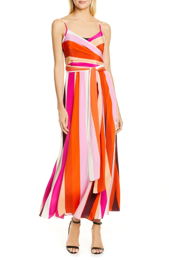 DVF Azalea Stripe Silk Wrap Maxi Dress