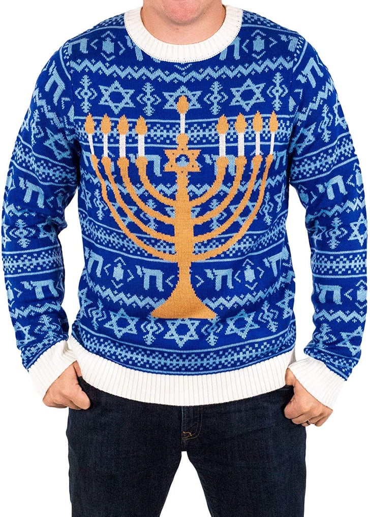 Festified Ugly Hanukkah Sweater in Blue Ugly Hanukkah Sweaters