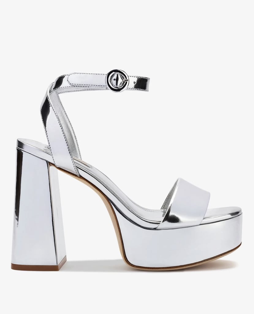 Larroude Dolly Sandal In Silver Specchio