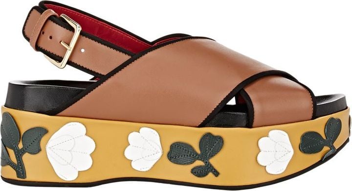 Marni Women's Floral-Applique Wedge Sandals — Yellow ($1,080)