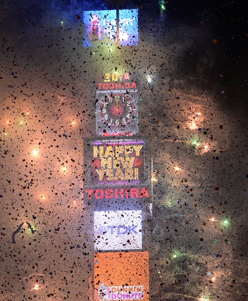 Fireworks lit up Times Square in NYC as the ball dropped on New Year's Eve.