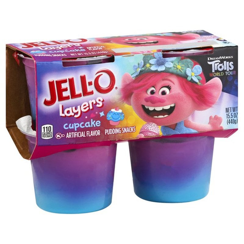 Jell-O Layers Dreamworks Trolls World Tour Cupcake Pudding Snacks