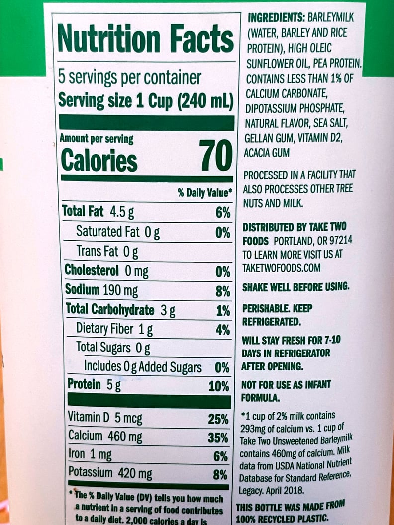 Barley Milk Nutrition Information