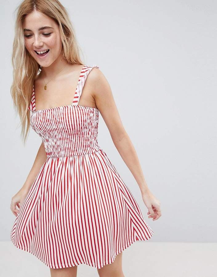 ASOS Ruffle Strap Shirred Sundress